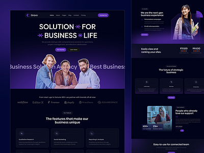 Gravo - The Ultimate Business Solution Agency Design! agency branding business clean design figma homepage design landing page landing page design redesign responsive design solutions ui ui design uiux web design website design