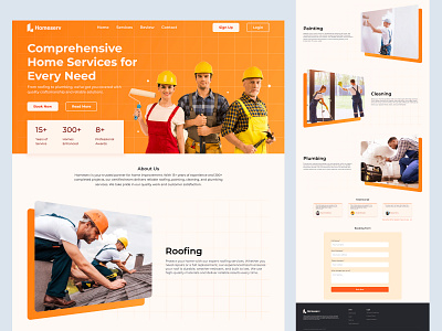 Homeserv - Home Improvement Services Landing Page construction home laboar landingpage repair service ui web website