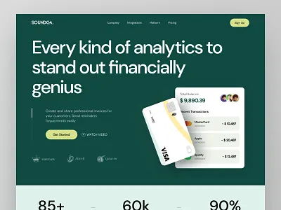SOUNDGA - Finance Landing Page banking digital banking finance finance management financial fintech saas landing page payment saas saas website website design