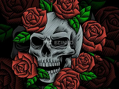 Death Blossom branding fashion illustration rose skull