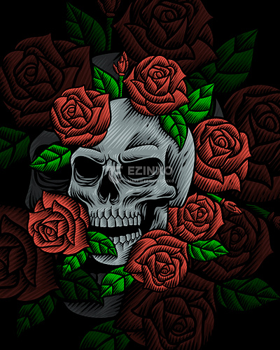 Death Blossom branding fashion illustration rose skull