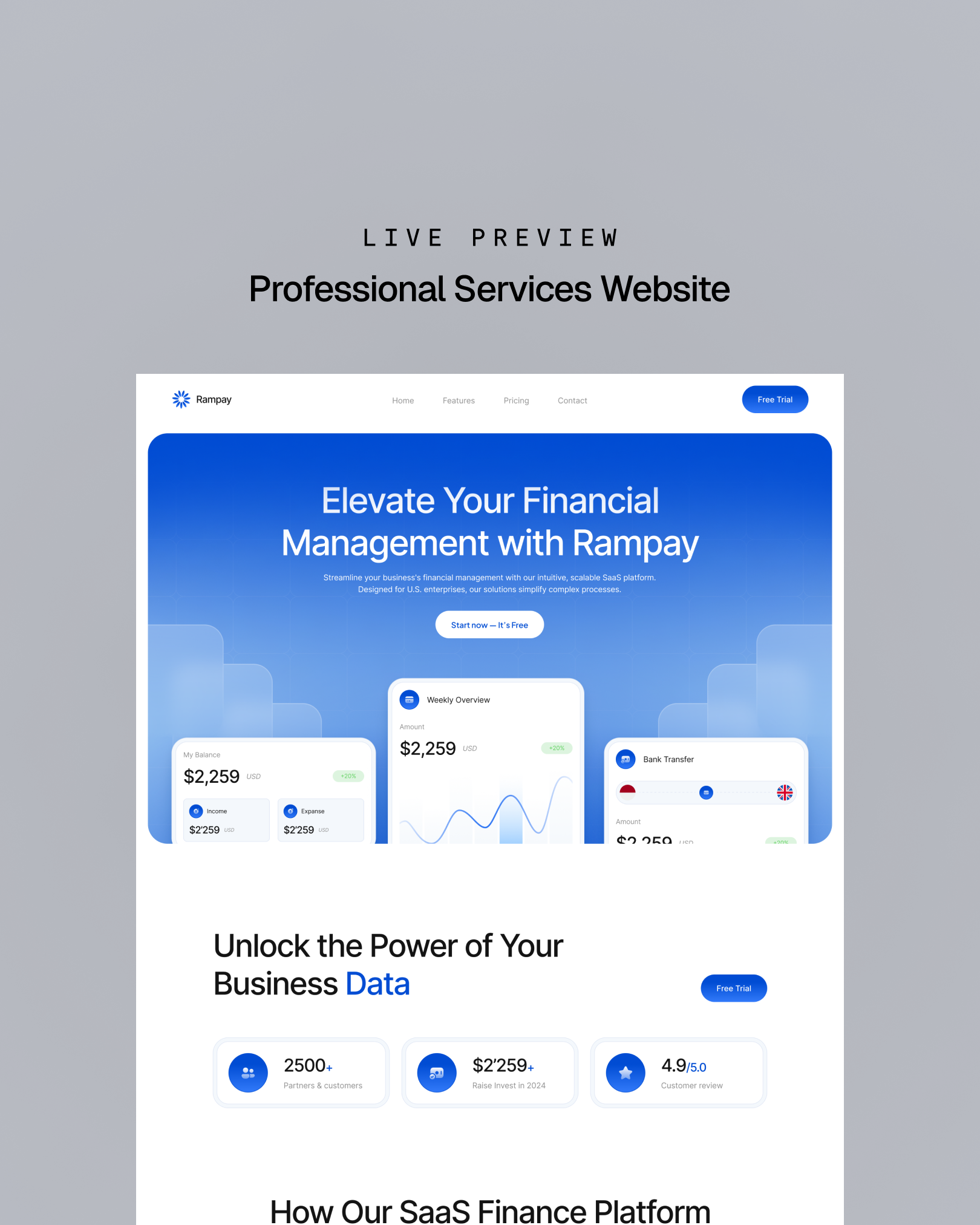 Rampay template webflow saas animation framer ui ux web design webflow