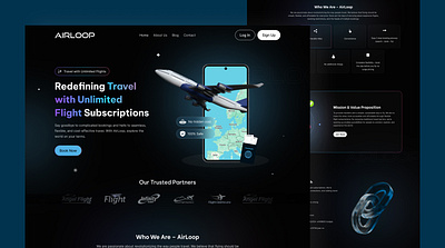 Travel Redefined Landing Page airloop airtravel creativeweb designinspiration digitaldesign flightbooking flightsubscription innovativedesign landingpage moderntravel responsivedesign subscriptionservice traveldesign travelexperience travelinnovation uiuxdesign unlimitedtravel uxui webdesign webdevelopment