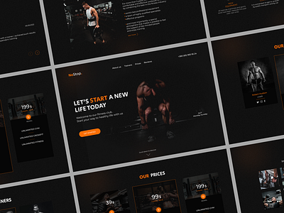 No Stop. Design for Fitness Club black background design design inspiration fitness club gym health healthcare interface landing life orange sport training ui ux webdesign website wellness workout yoga