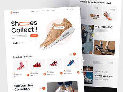 Sneaker - Shoes eCommerce Website Design branding design ecommerce ecommerce website design figma homepagr design landing page responsive design shoes ui ui design uiux web design website design