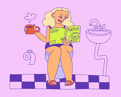 morning routine character character design coffee emotion girl illustration magazine morning toilet woman