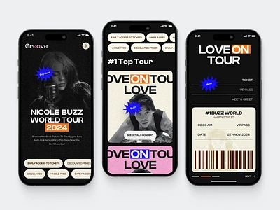 Events Mobile App Exploration app book cards clean design event fireart music ticket ui ux