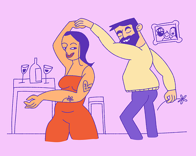 date night with husband character character design couple dance date emotion husband illustration love wife woman