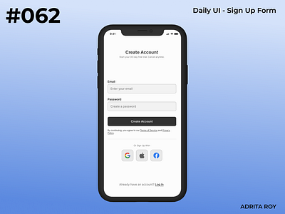 DailyUI 062 - Sign Up Form accessibility button dailychallenge dailyui design figma form form ui elements mobile mobile ui product design sign up text field ui user centered user experience user interface ux