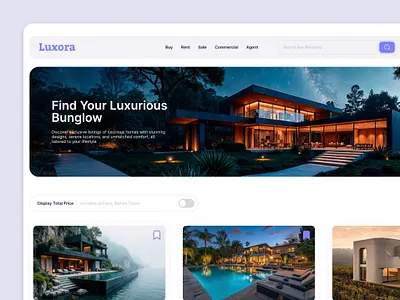 Luxora - Real Estate Dashboard creative ui card real esate home page design real estate ui ui design