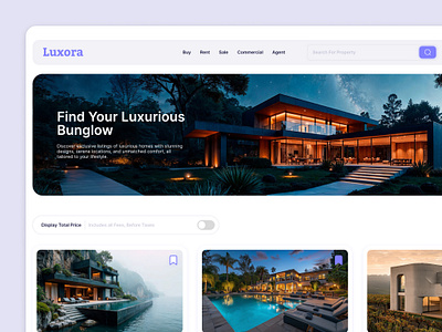 Luxora - Real Estate Concept creative ui card real esate home page design real estate ui ui design