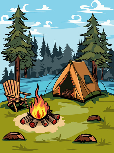 Fire Camping bonfire camping design fire illustration illustration design illustrator imagination travelling vector vector design