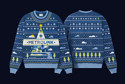 METROLINK Holiday Sweater adobe adobe illustrator apparel brand branding christmas color design designer digital illustration graphic design holiday holiday sweater holidays illustration illustrator sweater vector vector art vector illustration