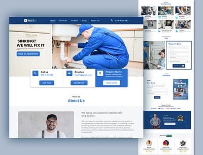 FastFix plumbing website. cleane plumbing website plumbing landing page plumbing product plumbing ui plumbing website plumbing website ui service website web design