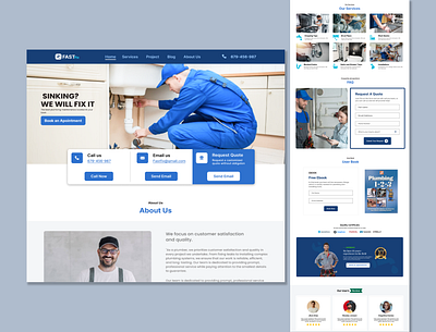 FastFix plumbing website. cleane plumbing website plumbing landing page plumbing product plumbing ui plumbing website plumbing website ui service website web design