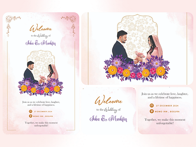 Wedding Banner Design banner beautiful design floral graphics illustration pink traditional vector art