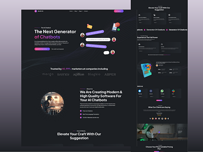 Modern Landing page for AI SAAS, Ai chatbot/ text generator ai ai chatbot ai saas ai tools branding conversion focused interface design landing page design modern design saas platform technology design text generator ui ui ux design web app web app design web page website website design website development