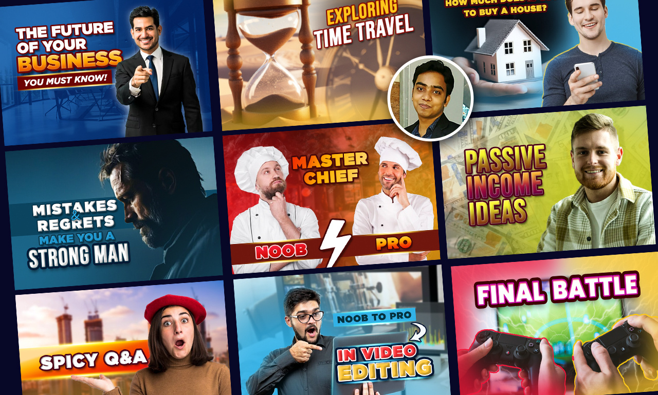 Best Quality YouTube Thumbnail Design 2024. ads banner cover creative customizable design graphic design mordern promotion thumbnails unique video video cover videothumbnail