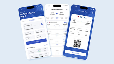 Boarding Pass App airlines boarding pass boarding pass app design design system figma flight details interactiondesign mobileapp qr code search travel ui user experience uxdesign uxui