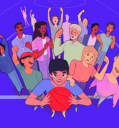 Illustration for the Luka Dončić Foundation 1 basket bright colors character design characters dribbble editorial illustration