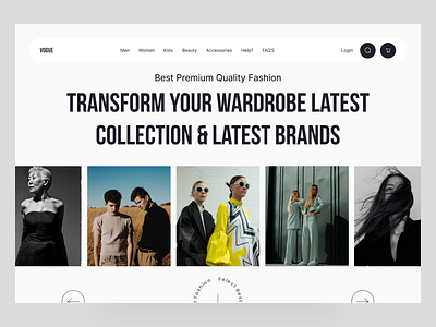 VOGUE Fashion Website Design clean clothing color design ecommerce fashion landing page luxury minimal modern online store trends ui ui design uiux vogue web web fashion website website layout