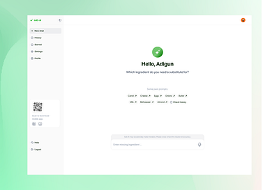 AI Chat interface - SUB AI ai chat chatbox recipe suggest suggestions ui webapp