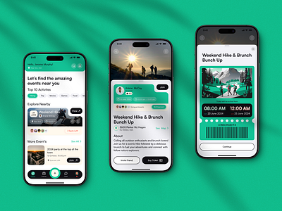 Activity Friends Finder App - Event App activity app ai app design concept app design event app event mobile application figma flat design friends finder app green app design illustration ios app minimalist mobile mobile app design party app product design ui ui design uiux ux
