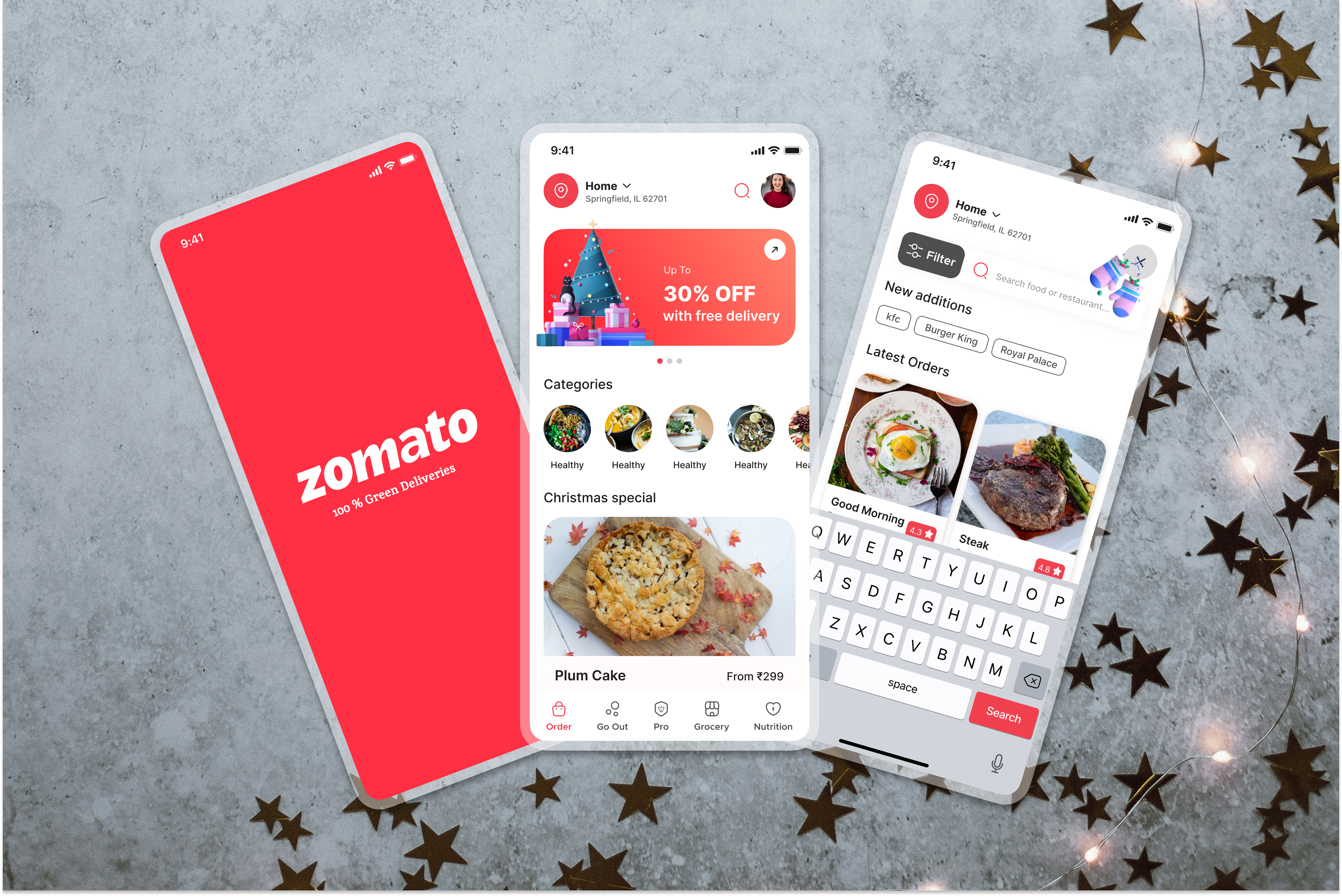 Food app Christmas special offer design app design cisual design food app illustration mobile design mockup modern app design special event special offer ui ux design zomato offer