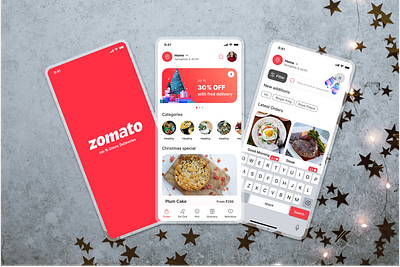 Food app Christmas special offer design app design cisual design food app illustration mobile design mockup modern app design special event special offer ui ux design zomato offer