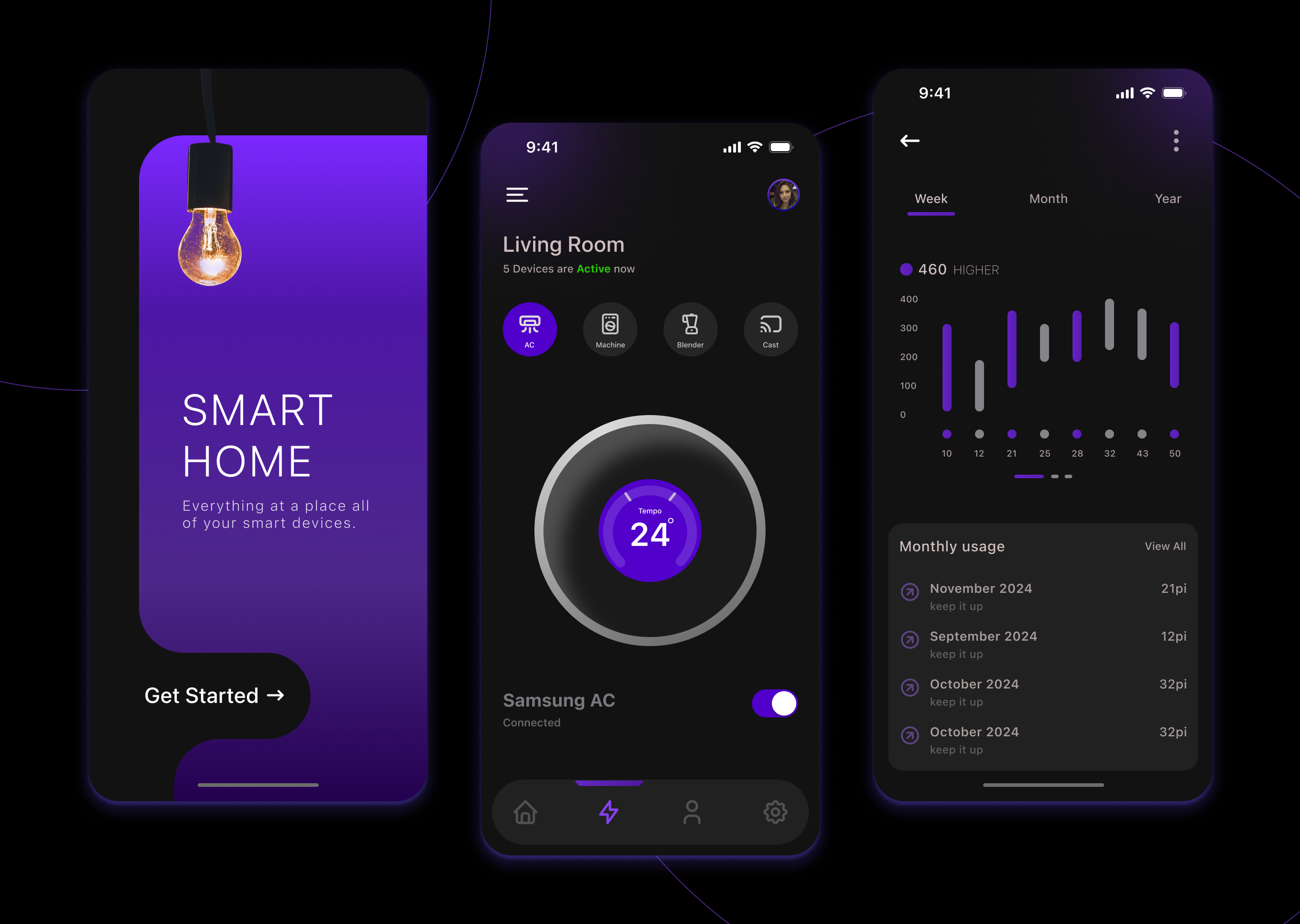 Smart Home Management- App app dark mode design product design smart home app ui