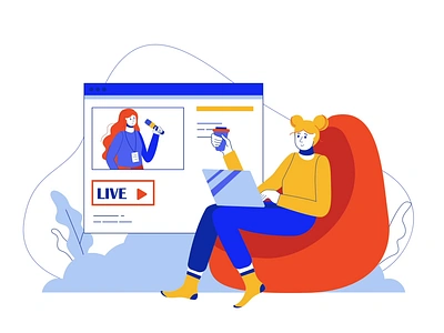 Live Stream 2D Animation 2d animation blogger blogging broadcast communication content creation flat illustration live meeting motion online online video podcast remote work social media stream streaming webinar