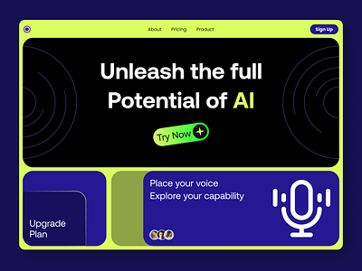 Voicer.ai - Landing Page Website Design ai based product artificial intelligence design hero based website hero section product design ui user experience user interface ux voice ai voice ai heo section website design website ui