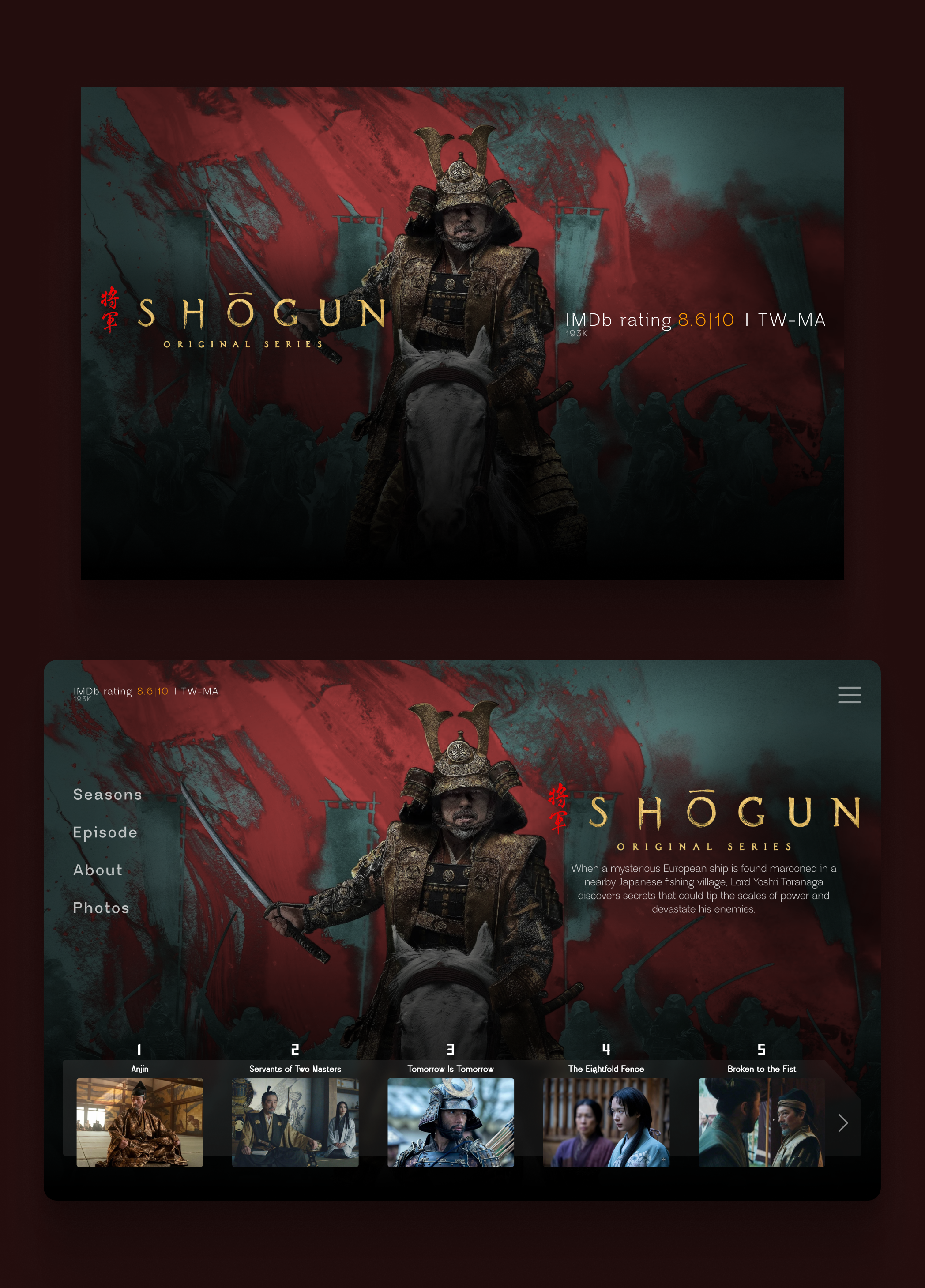 Web-design of a website for watching the series asia design desing figma ui web