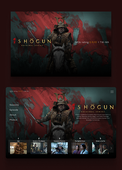 Web-design of a website for watching the series asia design desing figma ui web