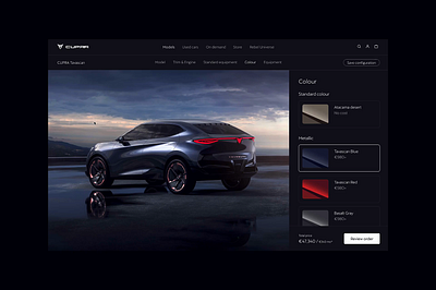 CUPRA Car Configurator art direction design direction prototyping ui ux