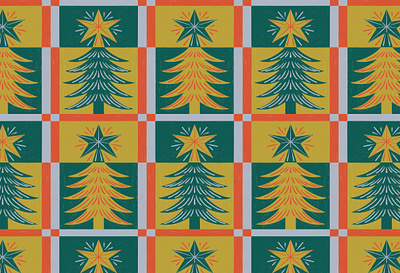 Vintage Trees illustration quilt pattern retro christmas trees retro holiday vintage christmas