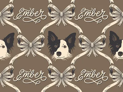 Puppy Pattern Brown boarder collie brown dog illustration dog lover pattern surface design