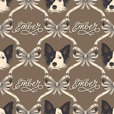 Puppy Pattern Brown boarder collie brown dog illustration dog lover pattern surface design