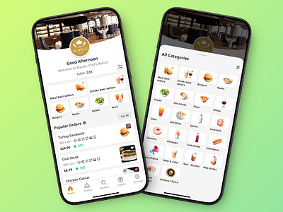 Restaurant Ordering App 3 d 3d allergens app colorful design dietary dining food home icons ios ordering restaurant ordering app table ui ux