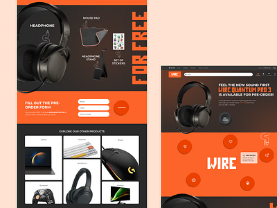 WIRE Landing Page Design concept design gaming gaming devices landing ui ux web design