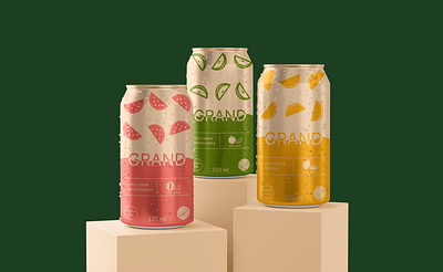 Grand - Packaging Design brand brand identity branding figma grand graphic design happy happy color happy colors juice juice drink lemonade logo logo design packaging packaging design visual identity