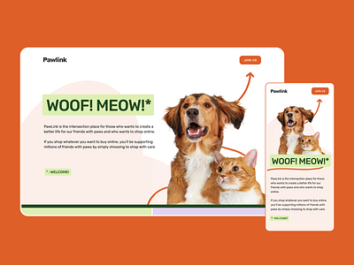 Pawlink - Website Hero Section desktop mobile responsive ui ux webpage website