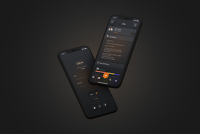 Black Panther black yellow dark theme dashboard ui design ios app job details screen login screen profile screen ui share screen ui