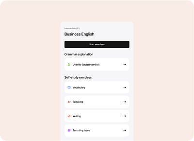 Business English Learning Dashboard clean education english languagelearning ui vocabulary