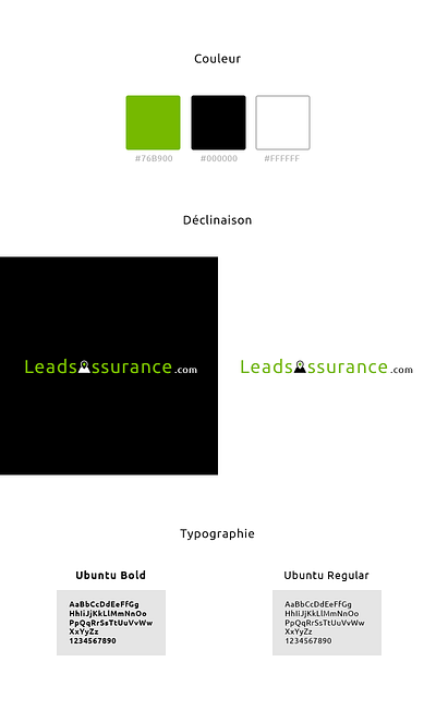 LeadsAssurance Logo black and white brand branding color schemes design french insurance compagny graphic design green and blaack illustration illustrator ai logo logotype photoshop psd pins map location print designer print icons designer senior designer tricolore typo typography ubuntu google fonts family ui ux designer