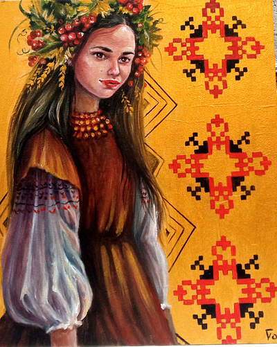 Original painting Ukrainian Woman in national Wear, Portrait art girl hand painted painting portrait ukraine ukrainian war woman