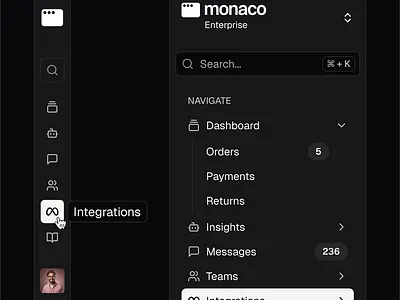 shadcn Sidebar - Collapsed vs Expanded (dark mode) app collapsed component dark dark mode expanded figma react shadcn sidebar ui ui design web app