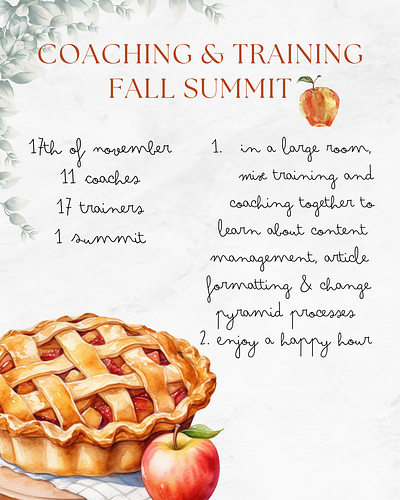 Fall Summit Invitation and Itinerary corporate gathering cottage core digital digital invitation event fall invitation itinerary pie recipe simple summit vintage