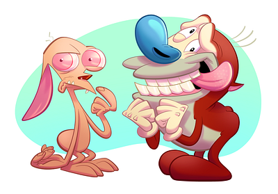 Ren & Stimpy show characters cartoon cartooning cartoony character design comic comic art illustration nickelodeon ren and stimpy ren hoek spumco