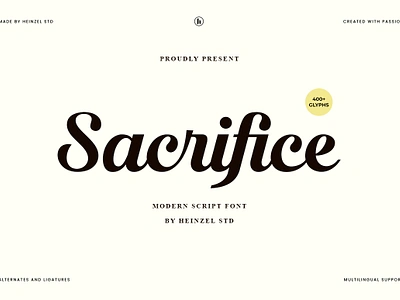 Sacrifice by Heinzel Std branding branding font canva commercial use cricut design digital font elegant font graphic design handwritten font heading headline illustration logo modern font packaging script font typeface font typography wedding font